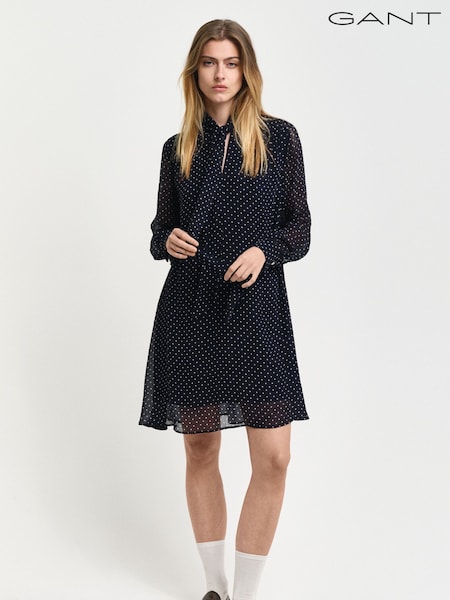 GANT Blue Regular Dot Print Bow Dress (AK3348) | €139