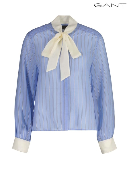 GANT Blue Regular Striped Contrast Bow Blouse (AK3352) | €107
