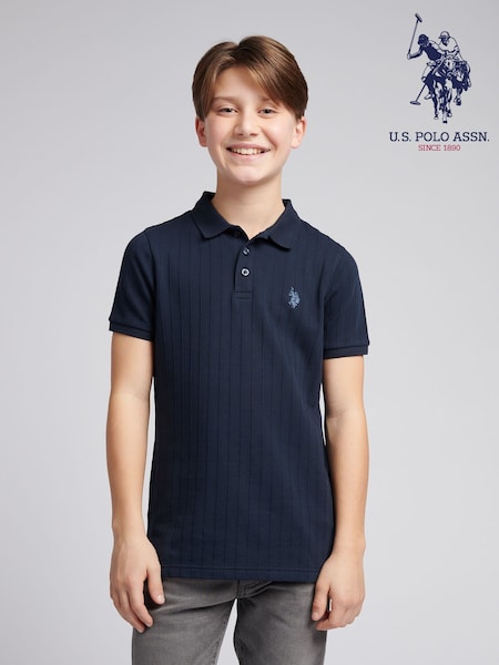 U.S. Polo Assn. Boys Blue 100% Cotton Wide Rib Polo Shirt (AK3358) | €64 - €77