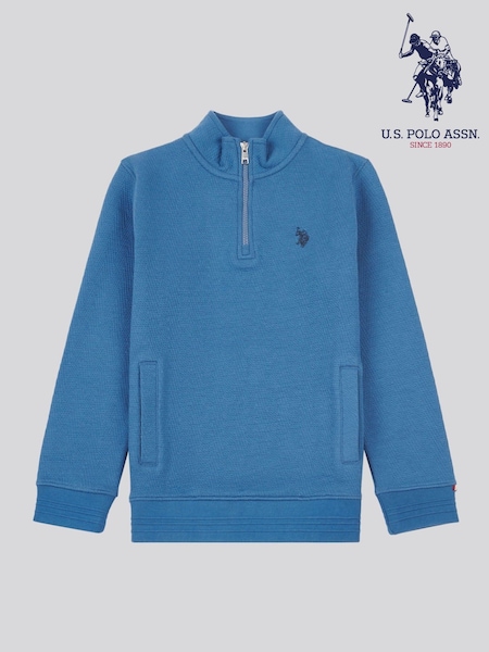 U.S. Polo Assn. Boys Blue Herringbone ¼ Zip Sweatshirt (AK3368) | 71 € - 85 €