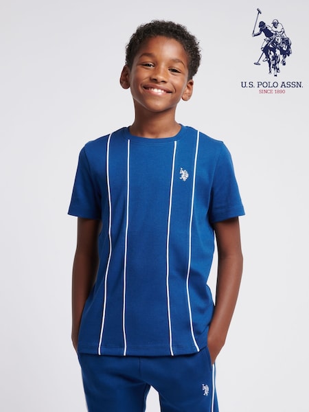 U.S. Polo Assn. Boys Blue 100% Cotton Piped Interlock T-Shirt (AK3369) | €37 - €45