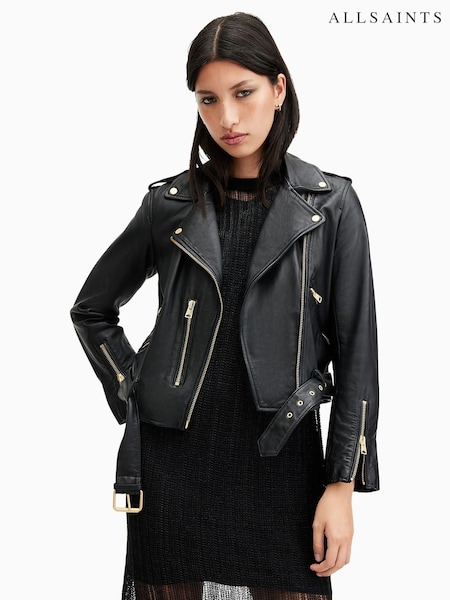 AllSaints Black/Gold Balfern Biker Jacket (AK3374) | €528