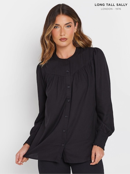 שחור - Long Tall Sally Long Sleeve Yoke Shirred Cuff Blouse (AK3404) | ‏166‏₪