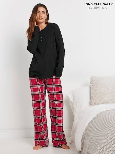 Long Tall Sally Red Check Pyjamas Joggers (AK3409) | €43