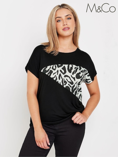 M&Co Black Animal Print Short Sleeve Top (AK3411) | €33