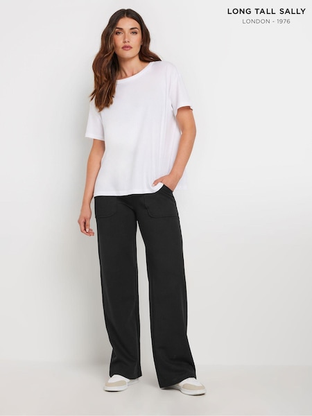 Long Tall Sally Black Patch Pocket Wide Leg Joggers (AK3416) | R$ 325