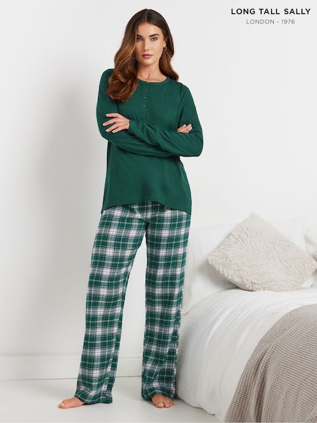 Long Tall Sally Green Check Pyjamas Joggers (AK3433) | €30