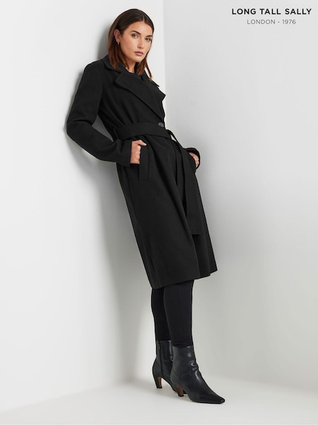 Long Tall Sally Black Wrap Coat (AK3439) | €85