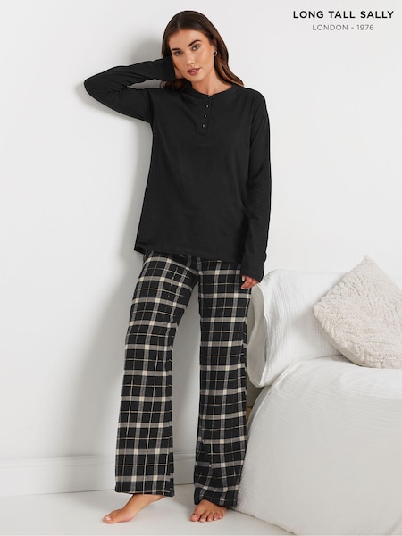 Černý - Long Tall Sally Kostkovaný vzor Pyžamo Joggers (AK3464) | 1 110 Kč
