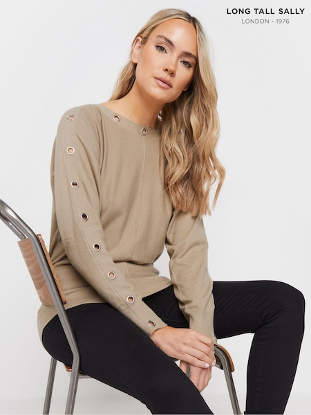 Long Tall Sally Eyelet Batwing Jumper (AK3492) | 187 LEI