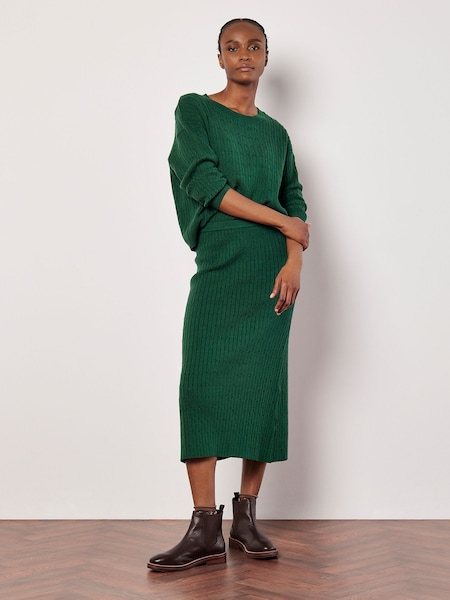Apricot Green Fine Gauge Cable Knit Midi Skirt (AK3505) | €44