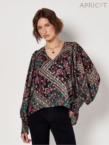 Apricot Black Flower Orchestra Gold Foil Top (AK3519) | €21.50