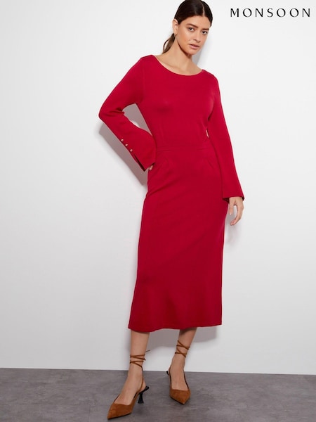 Monsoon Red Sal Slash Knit Dress (AK3555) | €72