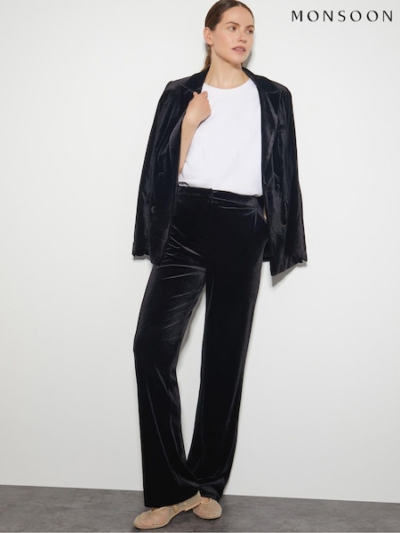 Monsoon Black Vada Velvet Trousers (AK3569) | 225 QAR