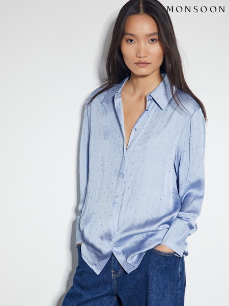 Monsoon Blue Relaxed Holly Satin Shirt (AK3576) | AED293