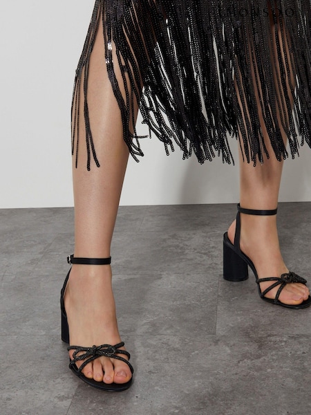 Monsoon Black Darla Diamante Bow Heel Sandals (AK3585) | 185 QAR