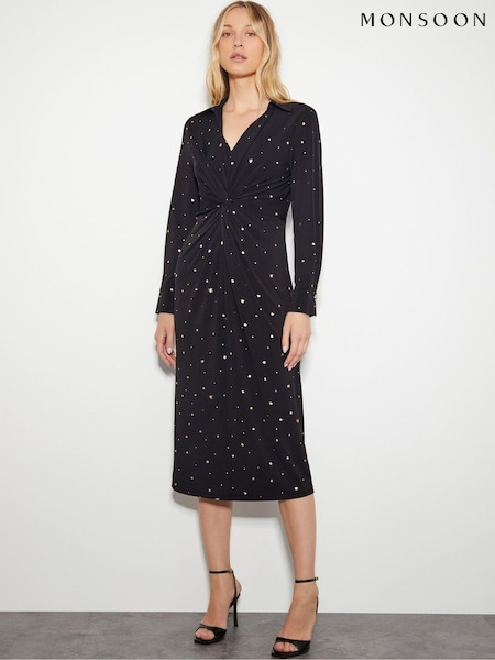 Monsoon Delilah Foil Jersey Dress (AK3590) | 313 LEI
