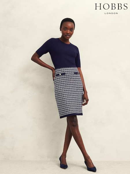 Hobbs Blue Audra Knitted Dress (AK3595) | €114