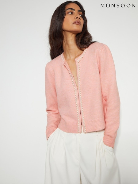 Monsoon Pink Pia Pearl Cardigan (AK3603) | AED343