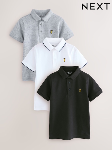 Negro/blanco/gris - Short Sleeve Polo Shirts 3 Pack (3-16yrs) (AK3656) | 29 € - 50 €