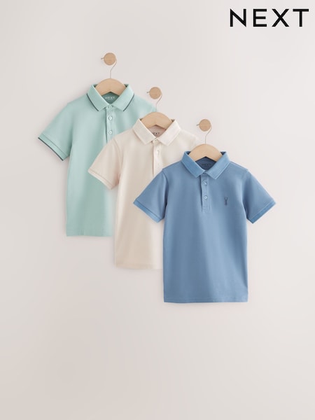 Mineral Green/Blue/Stone - Short Sleeve Polo Shirts 3 Pack (3-16yrs) (AK3657) | 29 € - 50 €