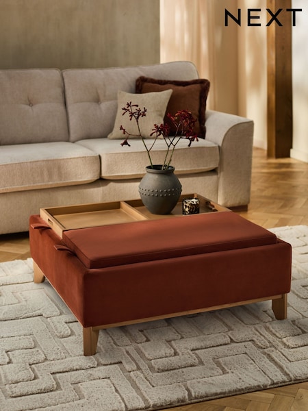 Soft Velvet Rust Brown Hayden Storage Coffee Table (AK3662) | €365