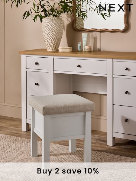 Tweedy Plain Light Natural Chalk Malvern Oak Effect Storage Stool (AK3671) | €150