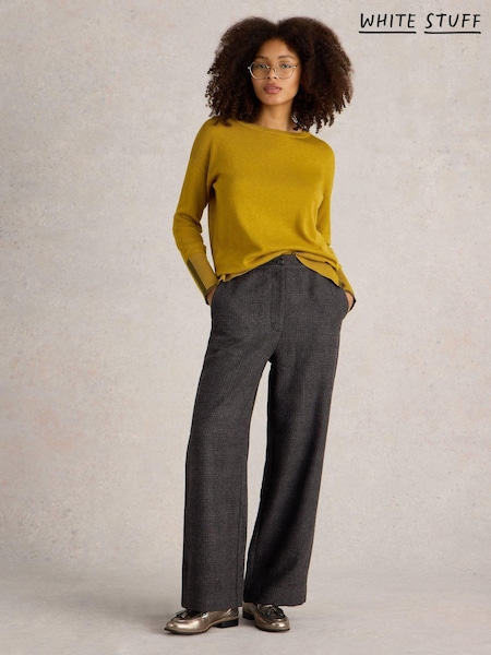 White Stuff Black Una Tweedy Wide Leg Trousers (AK3674) | €36