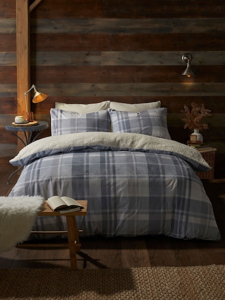 Fusion Grey Mulford Check Plush Duvet Cover Set (AK3679) | AED146 - AED262