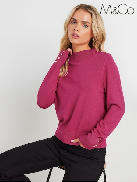 M&Co Pink Petite Turtle Neck Jumper (AK3703) | €44