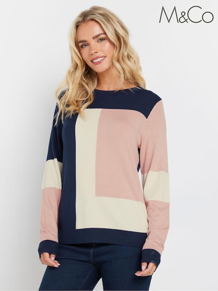 M&Co Blue Petite Coloublock Jumper (AK3709) | €39