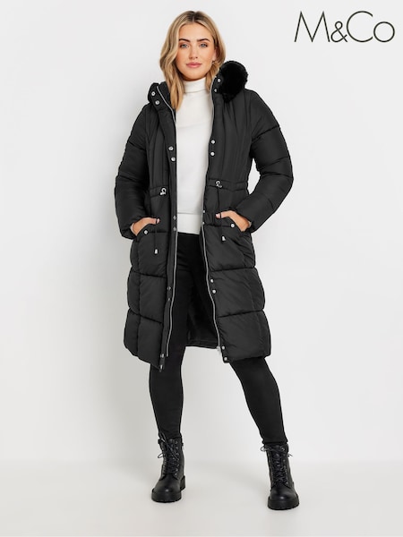 M&Co Quilted Faux Fur Hood Coat (AK3717) | 596 LEI