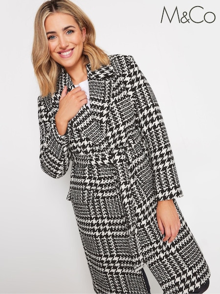 M&Co Black Dogtooth Wrap Coat (AK3741) | 210 QAR