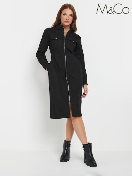 M&Co Black Zip Through Dress (AK3769) | €58