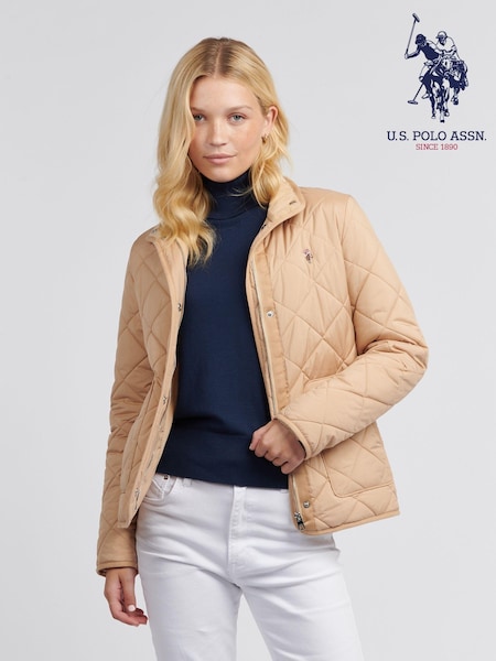 لون طبيعي - U.s. Polo Assn. Womens Lightweight Quilted Jacket (AK3795) | ‏638 ر.س.‏