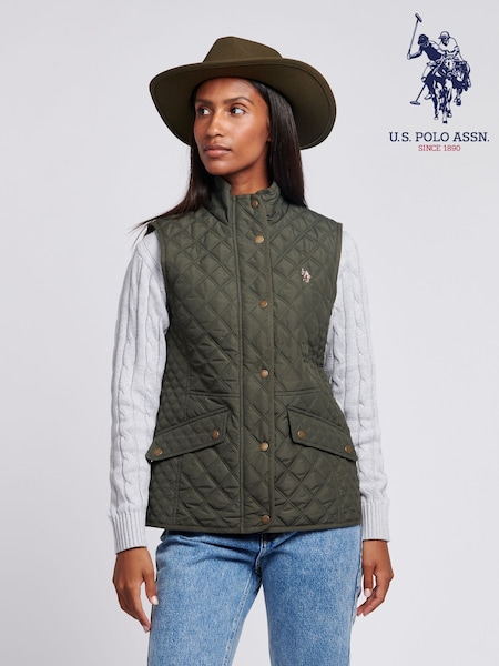 U.S. Polo Assn. Womens Green Hacking Quilted Gilet (AK3800) | €158