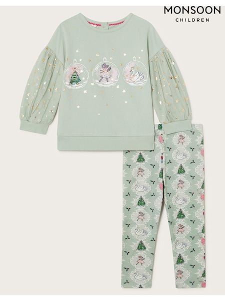 Monsoon Baby Christmas Bauble 100% Cotton Top and Leggings Set (AK3803) | 125 LEI - 142 LEI