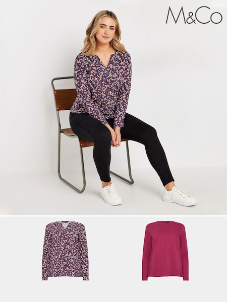M&Co Notch Neck 100% Cotton Tops 2 Pack (AK3831) | 47 €