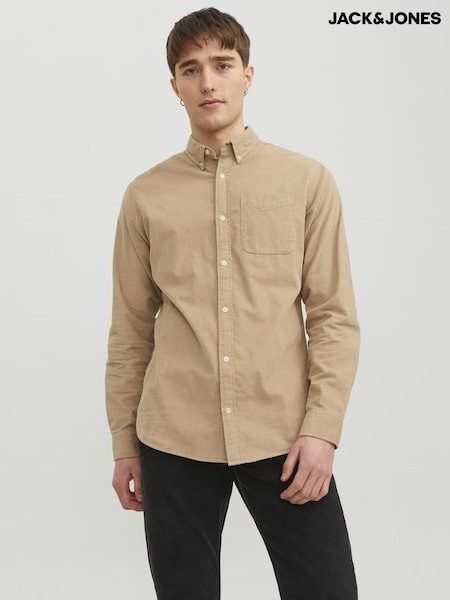 Natural - JACK & JONES Corduroy 100% Cotton Shirt (AK3859) | 146 LEI