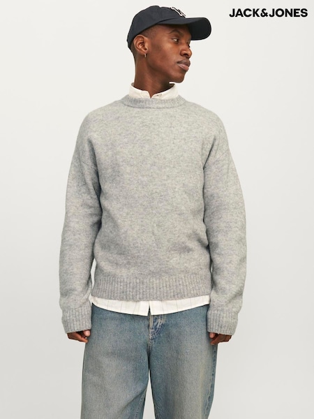 JACK & JONES Grey Knitted Crew Neck Jumper (AK3862) | R$ 295