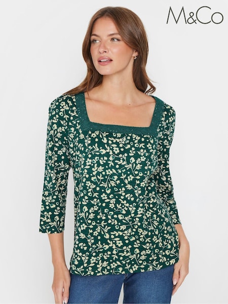 M&Co Blue 100% Cotton Square Neck Top (AK3865) | €13.50