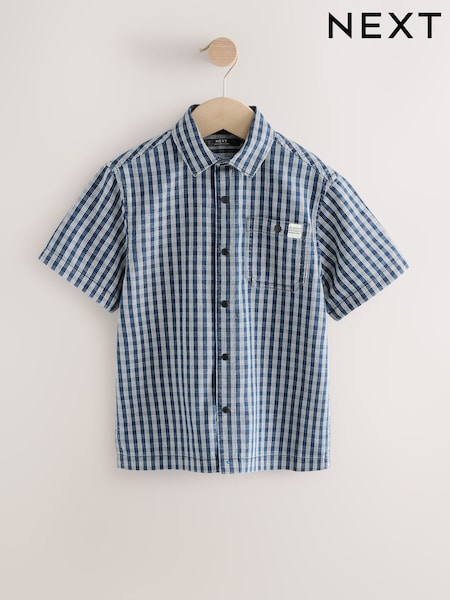Синій - Short Sleeve Boxy Check Shirt (3-16yrs) (AK3918) | 576 грн - 782 грн