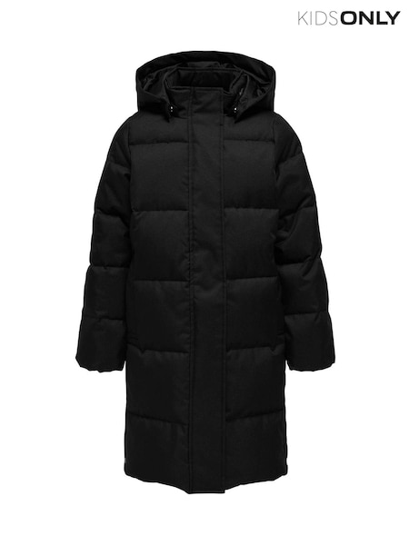 ONLY KIDS Longline Padded Hooded Black Coat (AK3920) | 249 LEI