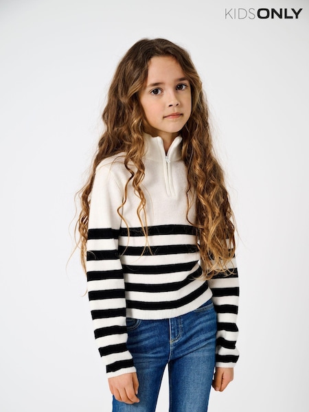 ONLY KIDS Quarter Zip Cosy White Jumper (AK3923) | €18