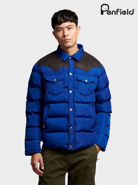 Penfield Mens Blue Contrast Yoke Jacket (AK3929) | €265