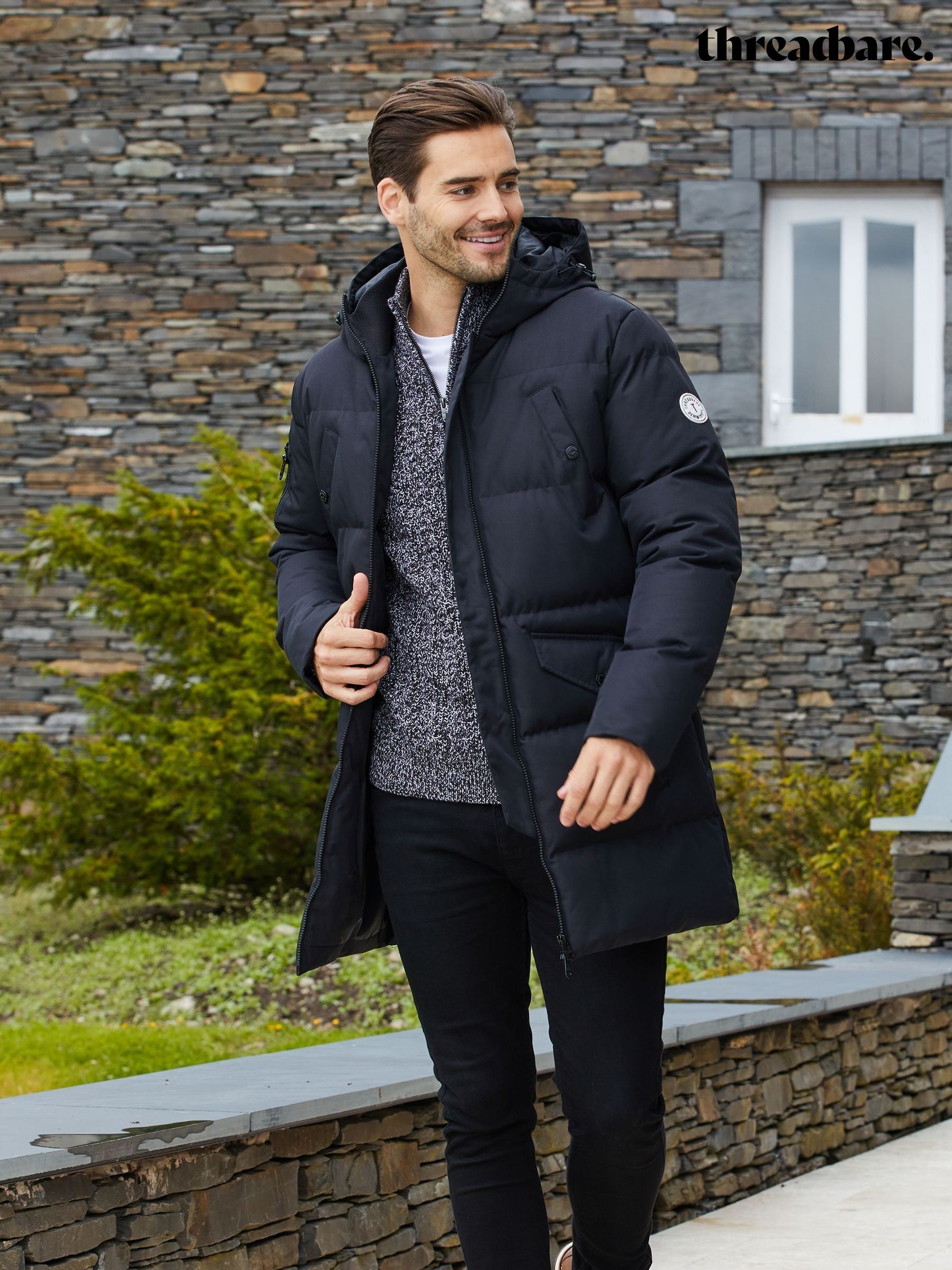 Longline padded hooded jacket cheap