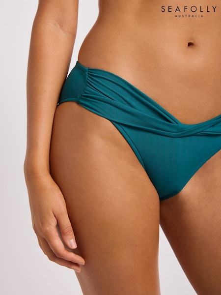 أخضر - قطعة بيكيني سفلية بخصر منخفض بحزام خصر ملفوف تشكيلة Collective من Seafolly