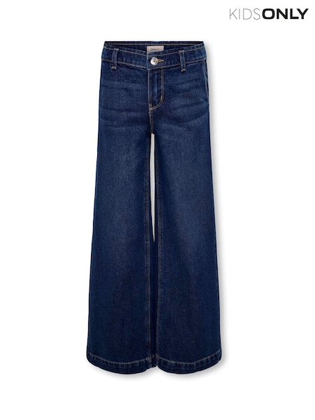 Only Kids Blue 100% Cotton Wide Leg Jeans With Adjustable Waist (AK4046) | ‏111‏₪