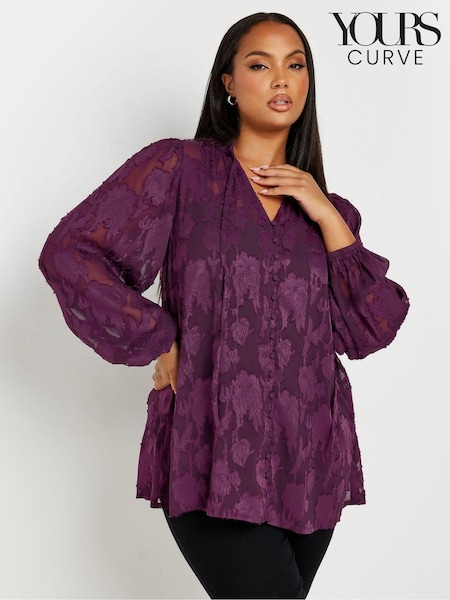 Yours Curve Purple Jewel Tie Neck Blouse (AK4079) | €41