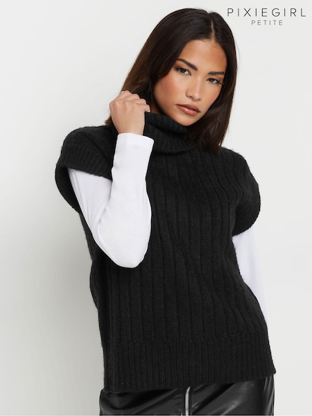 PixieGirl Petite Roll Neck Ribbed Vest (AK4084) | 216 LEI